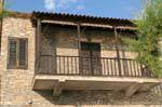 Balkon Fassade Steine, Afissos, Pilion, Griechenland.