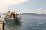 Die Rückkehr der Fischerboot, Trikeri Agia Kyriaki, Griechenland.