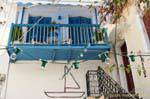 Balkon und Holzdekor, Poros, Griechenland.