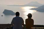 Schatten bei Sonnenuntergang in Kap Sounion, Griechenland.