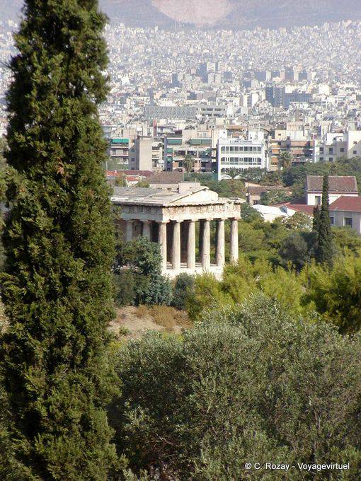 Athen, Blick auf die Stadt und der Tempel des Hephaistos - Griechenland