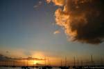 Hafen von Deshaies, Sonnenuntergang, Guadeloupe.
