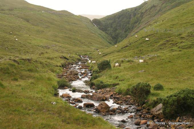Torrent in einem Mini-Tal, Connemara - Irland