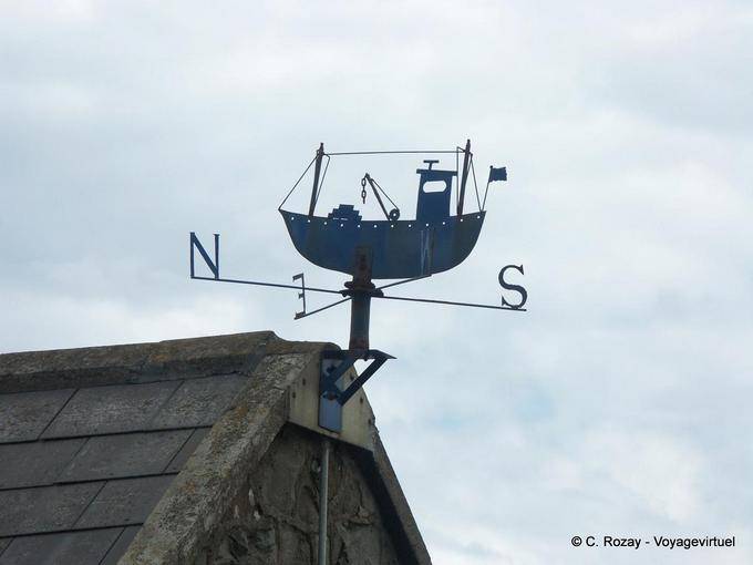Wetterfahne, das ein Fischerboot, Ballygalley Antrim - Nord-Irland