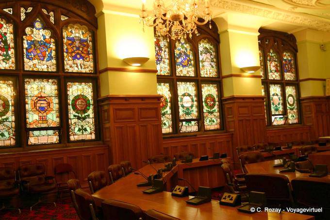 Glasfenster des ehemaligen Palastes von Unternehmen, Guildhall, Derry - Nord-Irland