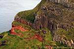 Rote und graue Felsen Organe, Giants Causeway, Nord-Irland.