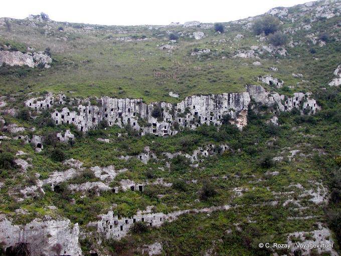 Panorama des Archäologischen Parks von Cava Ispica - Italien
