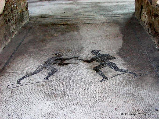 Mosaiken, Kampf Slave, Pompeji - Italien