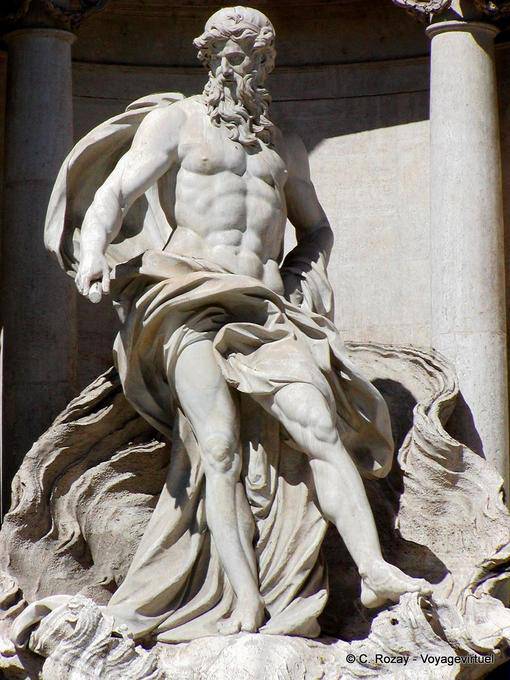 Konzentrieren Sie sich auf Neptun, dem Gott Oceanus, der Trevi-Brunnen, Rom - Italien