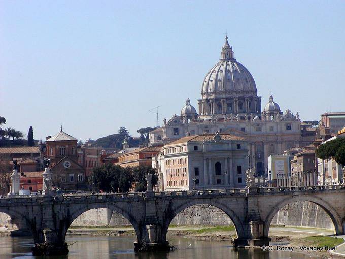 Sant'Angelo Brücke und St. Peter im Hintergrund, Vaticano, Rom - Italien