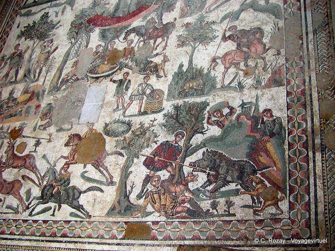 Zimmer Niederwildjagd, Mosaik, Villa Casale - Italien