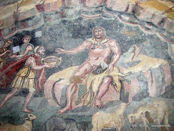 Vestibül von Polyphem Odysseus und der Zyklop, Villa Casale - Italien
