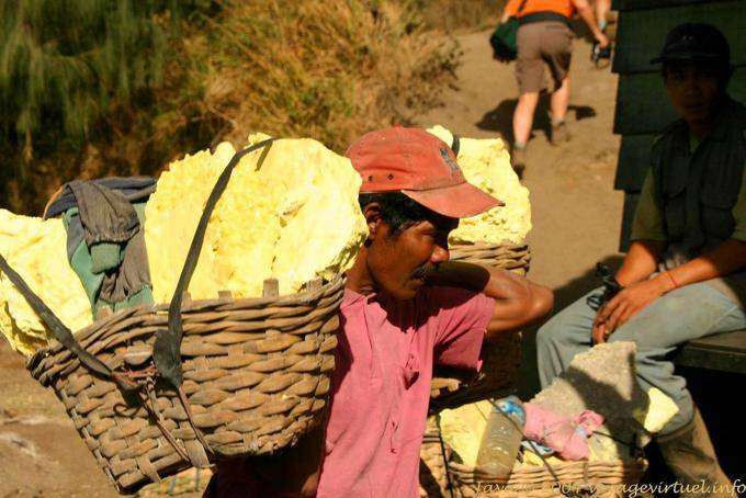Die Ankunft in der Wiegezentrale Kawa Ijen, Java - Indonesien