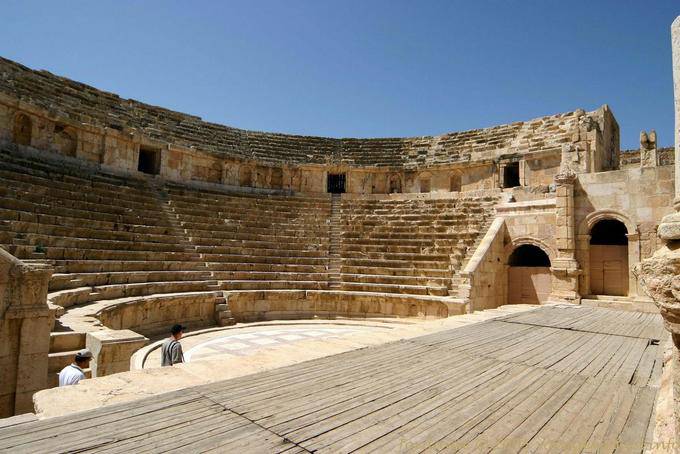 Das Kammerspiel von seinem nördlichen Szene, Jerash gesehen - Jordanien