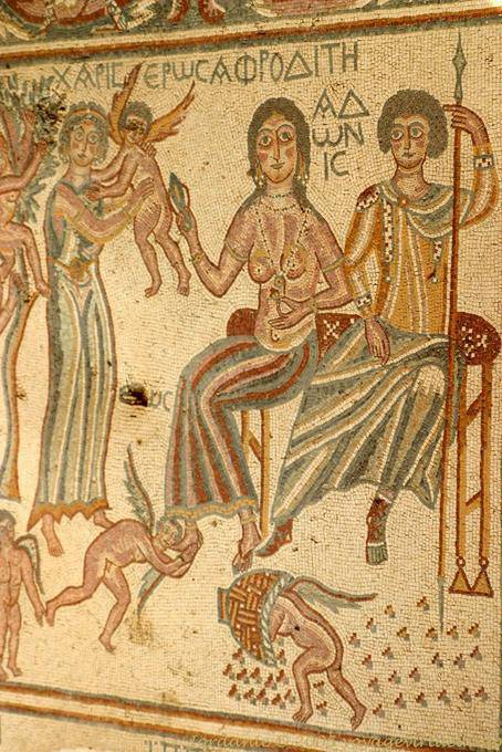 Engel und einige sitzen, Mosaik Archäologischen Park, Madaba - Jordanien