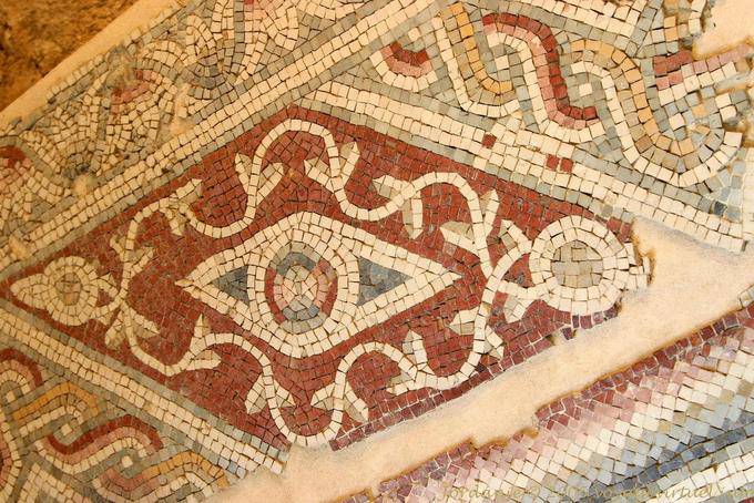 Eye und polychrome Geometrie, Mosaik, Madaba - Jordanien