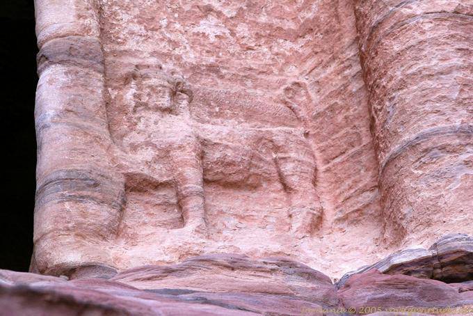 Close-up auf einem geschnitzten Löwen Lions Tomb, Petra - Jordanien