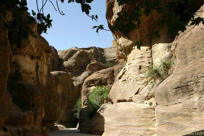 Enge des Durchgangs zwischen den Wänden der Parade Siq, Petra - Jordanien