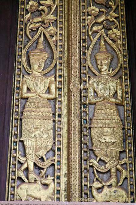 Intarsien Tür Ho Phra Keow Temple, Vientiane, Laos