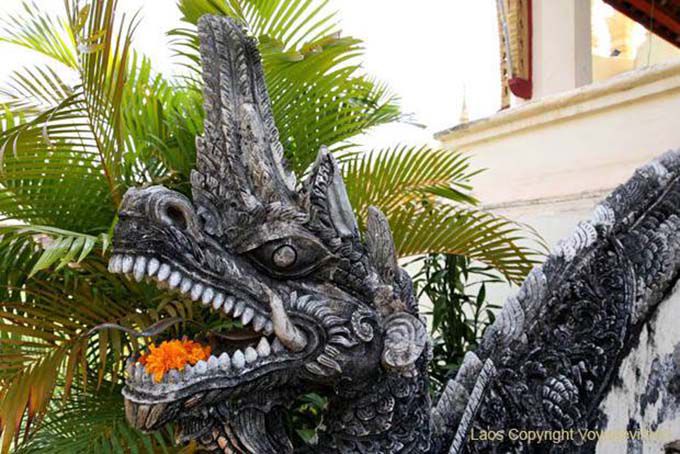 Naga Schlange Rampe Treppen, Wat That Luang, Vientiane, Laos