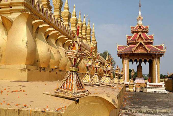 Außenwand-Lotus, Pha That Luang, Vientiane, Laos
