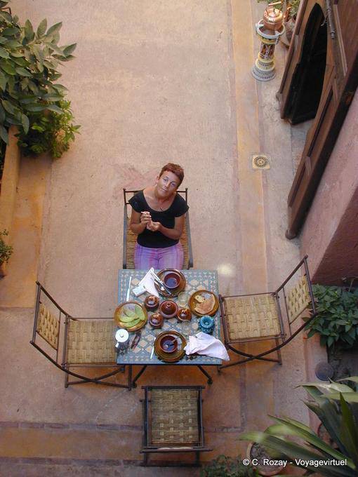 Ouzoud, Frühstück im Gästehaus Riad - Marokko