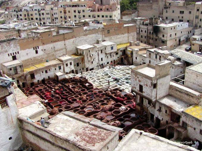 Die Gerbereien sah eine Terrasse, Fes - Marokko