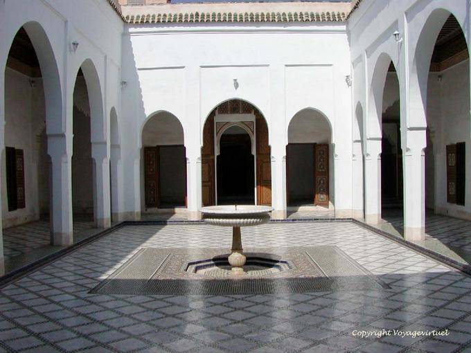 Marmor und zellige beldi der kleinen Terrasse, Bahia Palast, Marrakesch - Marokko