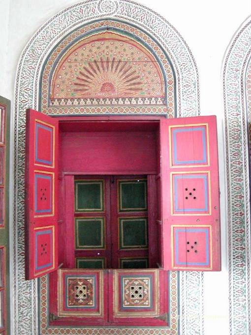 Doppel Französisch Türen gemalt, Bahia Palast, Marrakesch - Marokko