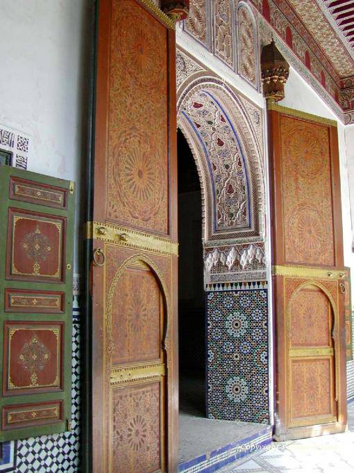 Eine der Türen des Grand Riad Wohnungen, Bahia Palast, Marrakesch - Marokko