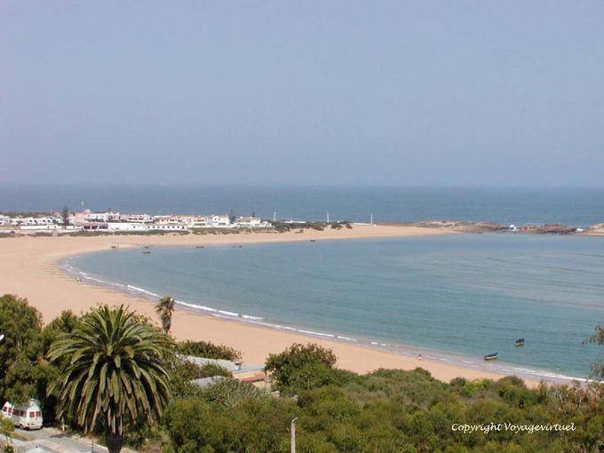 Panorama am Strand in der Bucht Lagune, Oualidia - Marokko