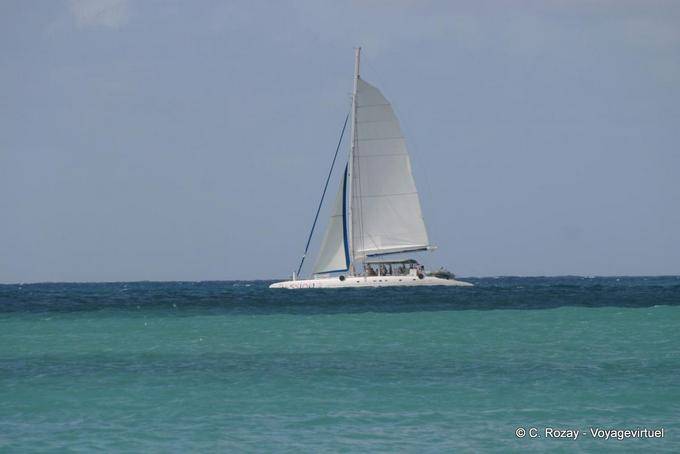 Der Durchgang von einem Katamaran, Anse des Salines - Martinique
