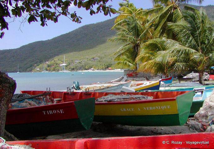 Tirose und Dank Veronica, Boote in der Grande Anse d'Arlet - Martinique
