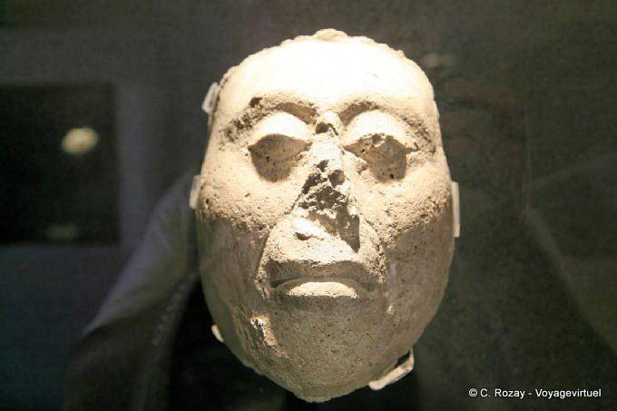 Kopf ohne Nase, Museo Maya Archäologie, Campeche - Mexiko
