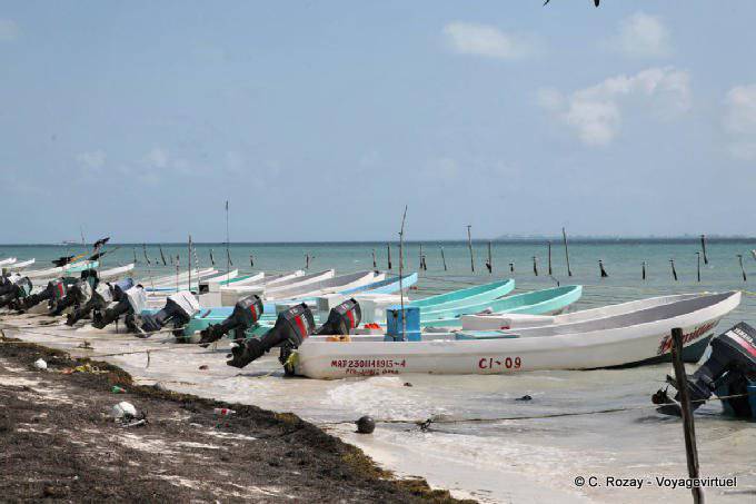 Alignment Motorboote, Puerto Juarez, Cancun - Mexiko