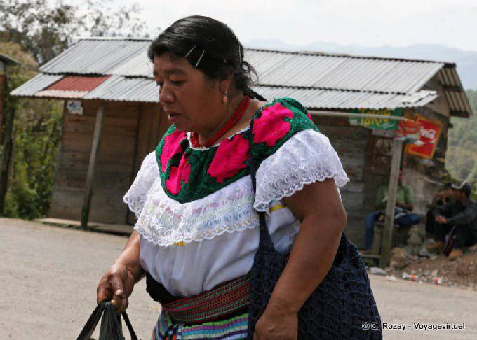 Wohnhaft in traditioneller Kleidung auf dem Markt, Chiapas - Mexiko