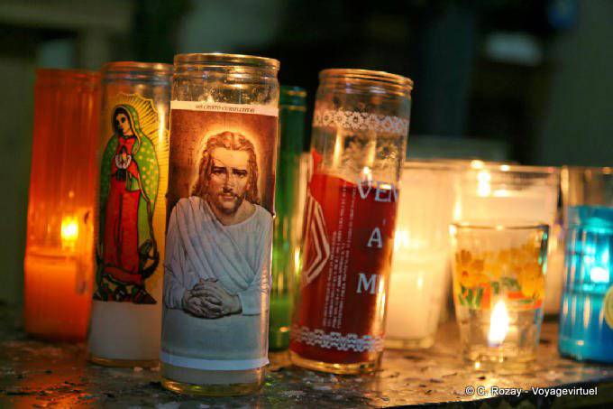Gemaltes Glas Kerze, San Domingo, Comitan - Mexiko