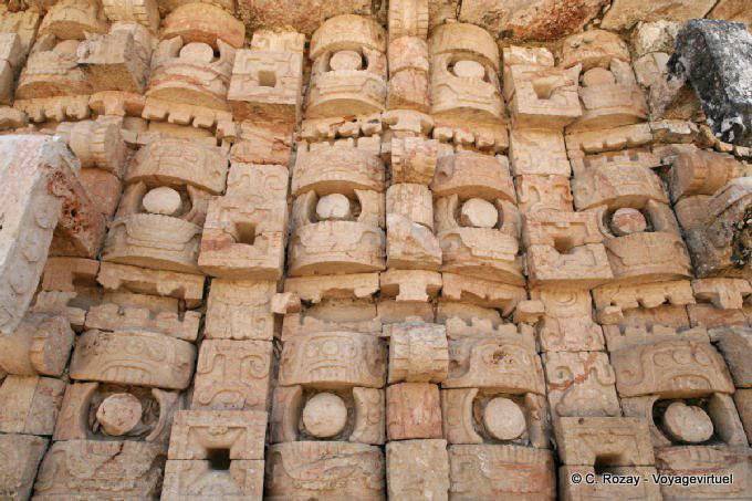 Konzentrieren Sie sich auf den Masken von Chac, Palast der Masken, Kabah - Mexiko