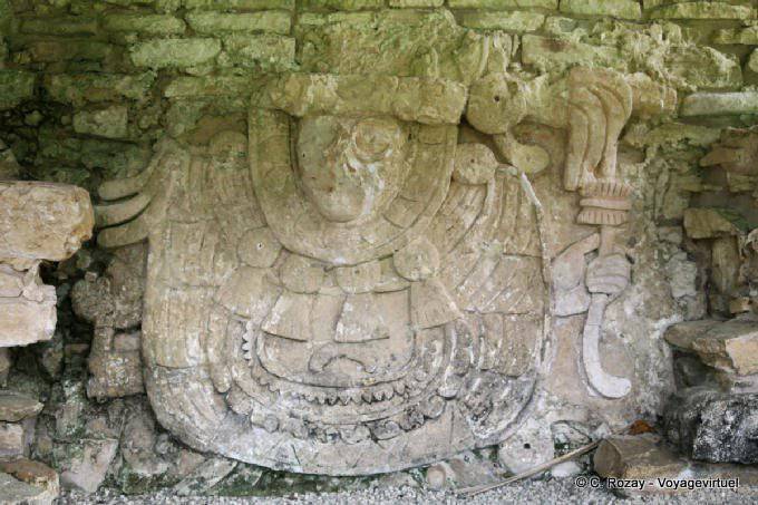 Stuckrelief, das die Sturmgott von Teotihuacan, Gruppe Nord, Palenque - Mexiko
