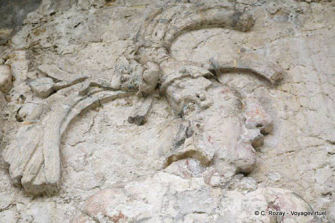 Federhut, geprägt Fragment Templo La Cavalera, Palenque - Mexiko