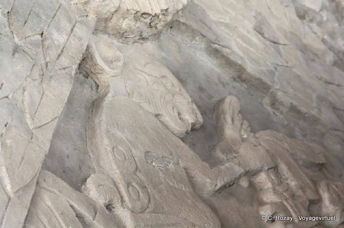 Fragment des Bas-Relief Wandbild der vier Sonnen, Tonina - Mexiko