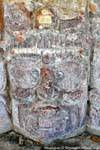Konzentrieren Sie sich auf der Maske der aufgehenden Sonne, Templo de Mascarones, Edzná, Mexiko.