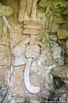 Konzentrieren Sie sich auf die Hand des Sturmgottes von Teotihuacan, Gruppe Nord, Palenque, Mexiko.