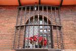 Brick-Fenster in San Cristobal de Las Casas, Mexiko.