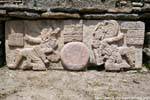 Relief Spieler der Maya-Version des Spiels gesamt mesoamerikanischen Ball Tonina, Mexiko.