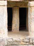Spalten in einem Stück, archäologische Stätte von Tulum, Mexiko.