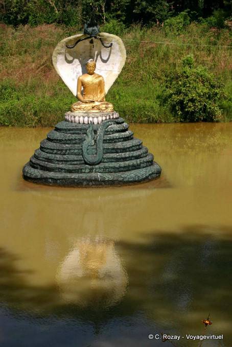 Buddhistische Statue geschützt und von einer Naga in der königlichen Kandawgyi See, Yangon - Myanmar (Birma)