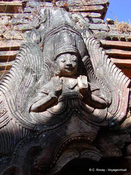 Skulptur Mudra Position der Abwesenheit von Angst, Beschwichtigung, Sagar - Myanmar (Birma)