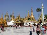 Mit Blick auf den Mahabodhi Tempel, Shwedagon-Pagode, Rangun, Birma.