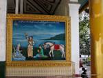 Relief Tabelle, die einen Moment aus dem Leben des Buddha, Shwedagon Pagode, Yangon, Birma.